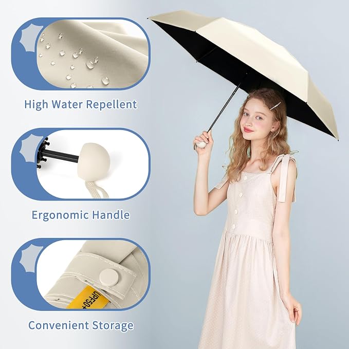 Yoobure Travel Umbrella Portable Compact Umbrellas, Pocket Mini for Purse, Umbrellas for UV Sun & Rain Small for Backpack, Umbrella with Case Folding for Kids Women