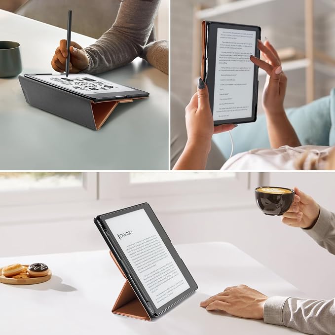 CoBak Stand Case for Kindle Scribe - Premium Folio Leather Cover with Pen Holder, Auto Sleep/Wake - Compatible with 10.2 Inch Kindle Scribe (2022/2024 Release)