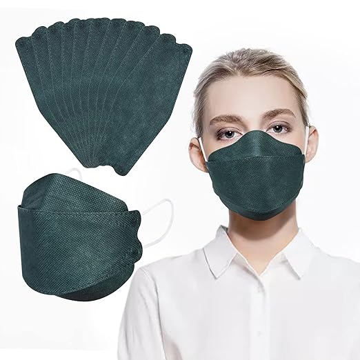 Borje KN95 Face Masks for Adults 50 Pack, 5-Ply Emerald Green Disposable Face Mask Against PM 2.5 Smoke & Dust, Filtration Efficiency 95%