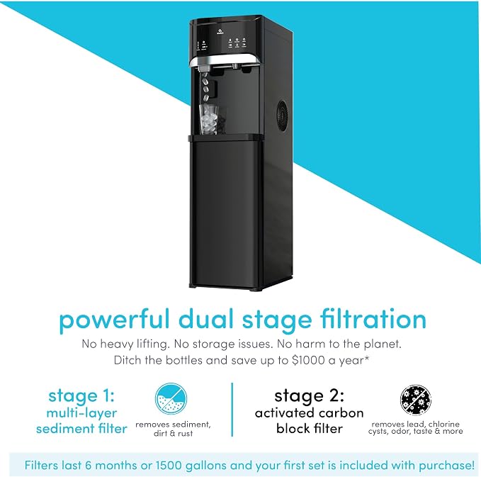 Avalon Bottleless Water Cooler Water Dispenser with Bullet Ice, 22 LBS Per Day, 3 Temperature Settings, Dual NSF Filtration, Electronic Display, Indicator Lights, ETL Listed