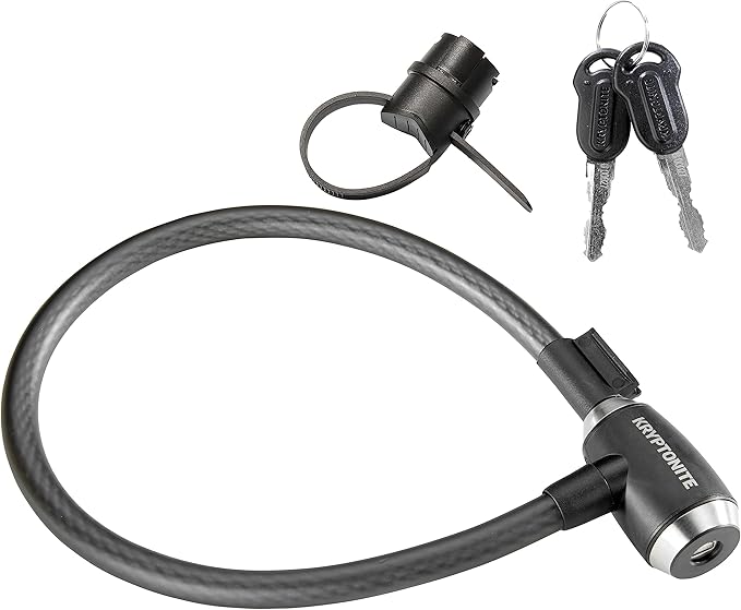 Kryptonite KryptoFlex Bike Lock Cable, 2FT/6FT Long 15mm Thick Heavy Duty Braided Steel Cable Anti-Theft Security Lock for Outdoor Equipment, Combination/Key Bike Lock