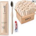 50 Sets Disposable Toothbrushes with Toothpaste (3g) Kit, Individually Wrapped Soft Bristle Travel Toothbrush,Wheat Straw Handle,Bulk for Hotel,Homeless,Nursing Home,Charity,Camping.