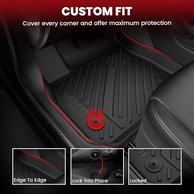 LASFIT Floor Mats & Cargo Mat Fits for Hyundai Ioniq 5(Unmovable Console) 2024 2023 2022, All Weather TPE Custom Fit Full Set Accessories for Ioniq 5 2022-2024 Floor Liners & Trunk Liner, Black