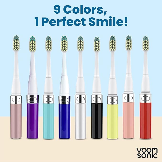 Voom Sonic Go 1 Series Travel Electric Toothbrush | Travel Toothbrushes - Battery Operated Toothbrush for Adults & Kids, Dentist Recommended Toothbrush, Portable w/ 2 Minute Timer (Black)