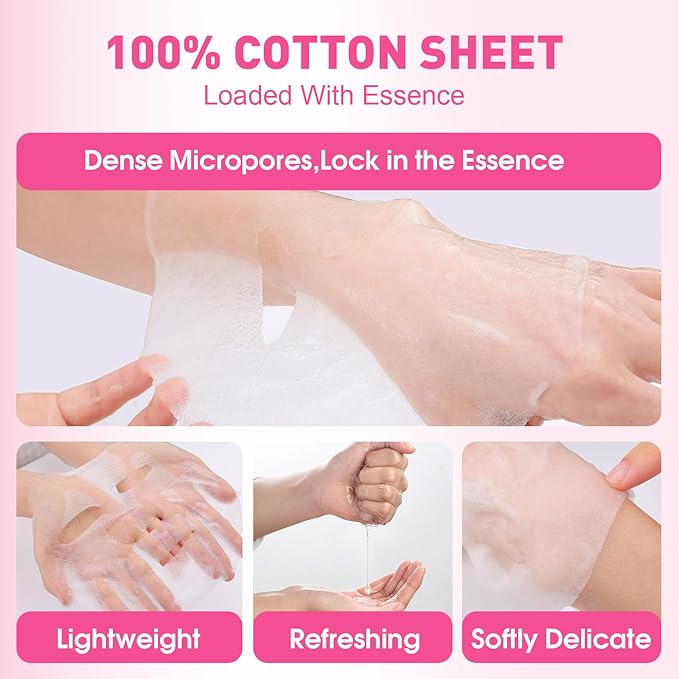 KONEUK 12 Pack Collagen Hydrating Face Masks Skincare, Sheet Face Mask for All Skin Types, Facial Masks Set for Women Skin Care, Face Mask Bulk Spa Gifts for Women