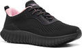 SHULOOK Women's Non Slip Work Shoes Slip-Resistant Kitchen Chef Restaurant Food Service Nurse Shoe Comfortable Mesh Breathable Walking Sneakers Black