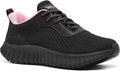 SHULOOK Women's Non Slip Work Shoes Slip-Resistant Kitchen Chef Restaurant Food Service Nurse Shoe Comfortable Mesh Breathable Walking Sneakers Black