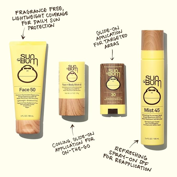 Sun Bum Original SPF 30 Face Stick Sunscreen - Water-Resistant Broad Spectrum Facial Sunscreen with Vitamin E - Hawaii 104 Act Compliant (Without Octinoxate & Oxybenzone) - Travel Friendly - 0.45 oz