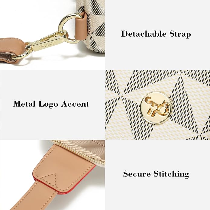 INICAT Anti Theft Crossbody Bag for Women, Small RFID Blocking Sling Purse with Zipper Lock for Travel, Vegan Leather