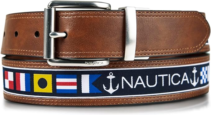 Nautica Men's Reversible Leather Belt | 2-in-1 | Classic | Everyday | Business | Work | Dress | Casual | Metal Buckle