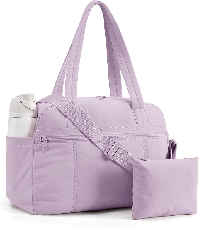 LIGHT FLIGHT Personal Item Travel Bag, Lightweight Gym Bag for Women, 20L Weekender Bag with Toiletry Pouch, Carry on Overnight Dance Bag, Lavender Purple