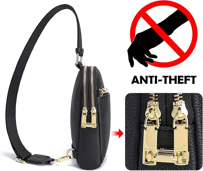 INICAT RFID Blocking Sling Bag, Anti Theft Crossbody Bag for Women Compact Travel Purses Vegan Leather