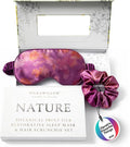 SILK & WILLOW - Botanical Print Pure Mulberry Silk Eye Mask & Scrunchie Gift Set, Luxurious Sleep Eye Mask & Hair Accessory Bundle, Durable Nature-Considerate Wellness Gifts for Women, Hot Peony