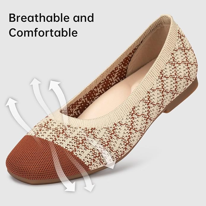 Frank Mully Women's Flats Square Toe Flats Comfortable Slip on Washable Ballet Flats Shoes for Women Dressy Work