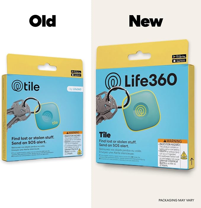 Tile by Life360 Mate Bluetooth Tracker, Keys Finder and Item Locator for Keys, Bags and More. Phone Finder. Both iOS and Android Compatible. 1-Pack (Aqua Lemon)