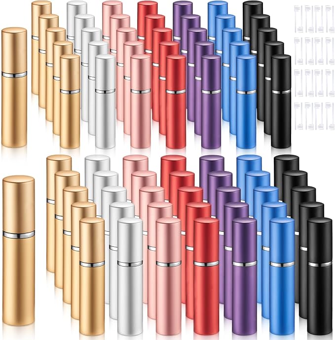 Motiskyy 140 Pcs 5ml 10ml Mini Perfume Atomizer Refillable Travel Spray Bottles Bulk Empty Dispenser Kit for Perfume Makers with Refill Pump Transfer Tool for Outgoing Fragrance Vendor Samples