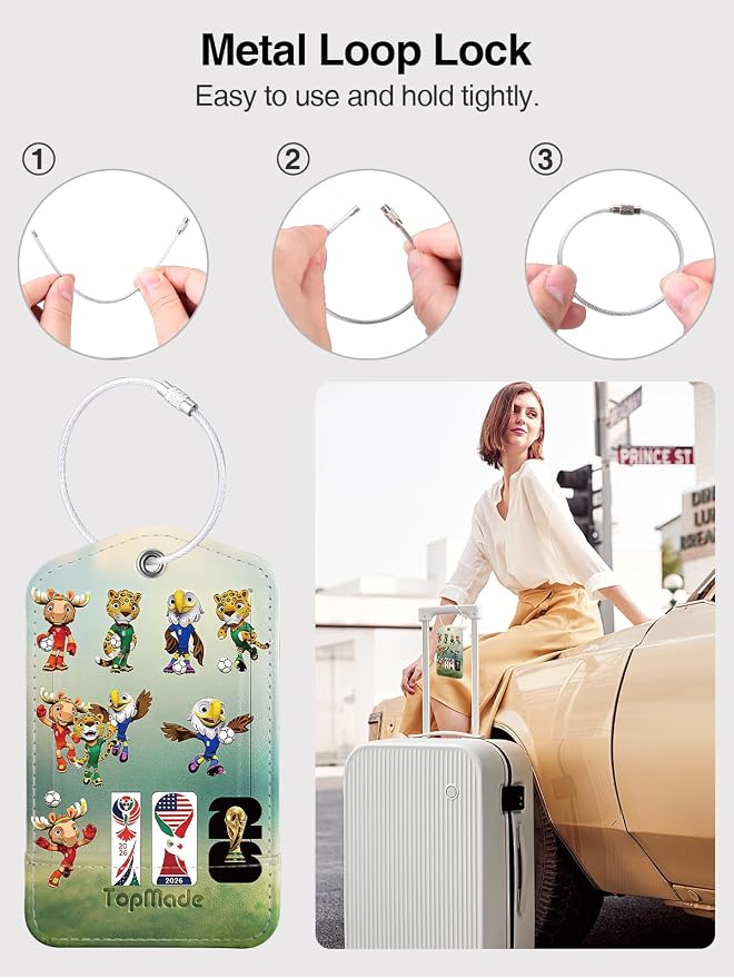 TopMade Smart Luggage Tag with Find My, Premium Leather Luggage Tags for Suitcase, Travel Bags, Backpacks, Anti-Lost Suitcase Tag Tracker for Travel with Privacy Name Card, Rechargeable