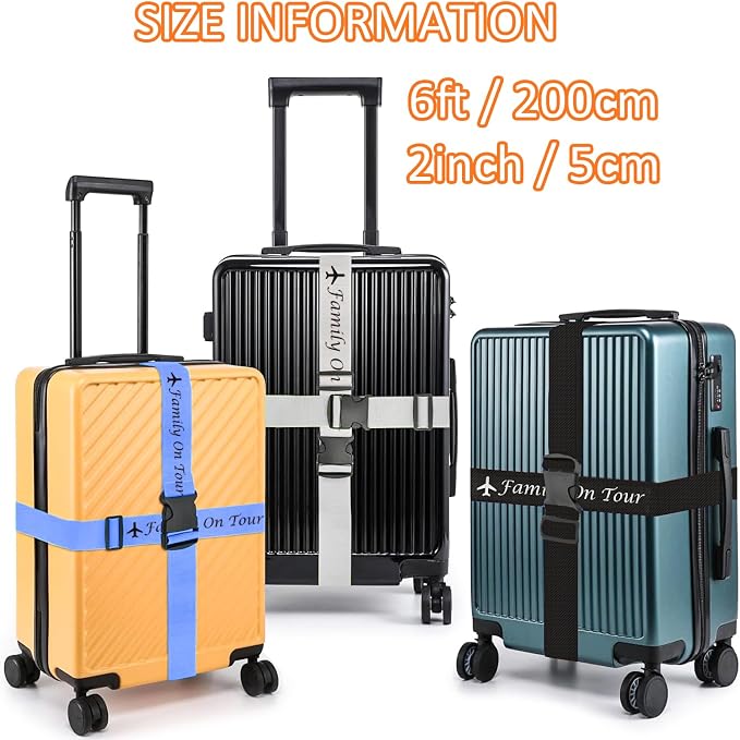 Personalized Luggage Straps for Suitcases 2 Packs Customized Adjustable Suitcase Strap with Embroidery Name/Text, Travel Belt with Quick Release Buckle, Accessory for Travel Bag Closure