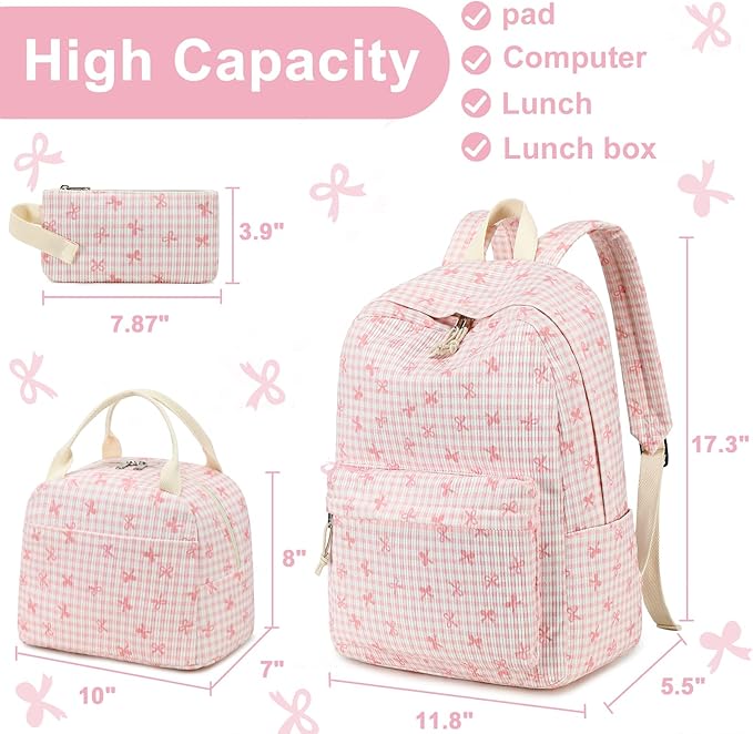 LEDAOU Backpack for Girls School Bag Kids Bookbag Teen Backpack Set Daypack with Lunch Bag and Pencil Case | Kids, Bookbag, Daypack, with Lunch Bag, and Pencil Case