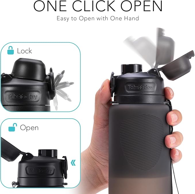 TakeToday Collapsible Water Bottles 32oz Black and 20oz Black, Foldable Travel Water Bottle with Strap, BPA Free, Silicone Water Bottle Leakproof for Hiking, International Travel, Outdoors