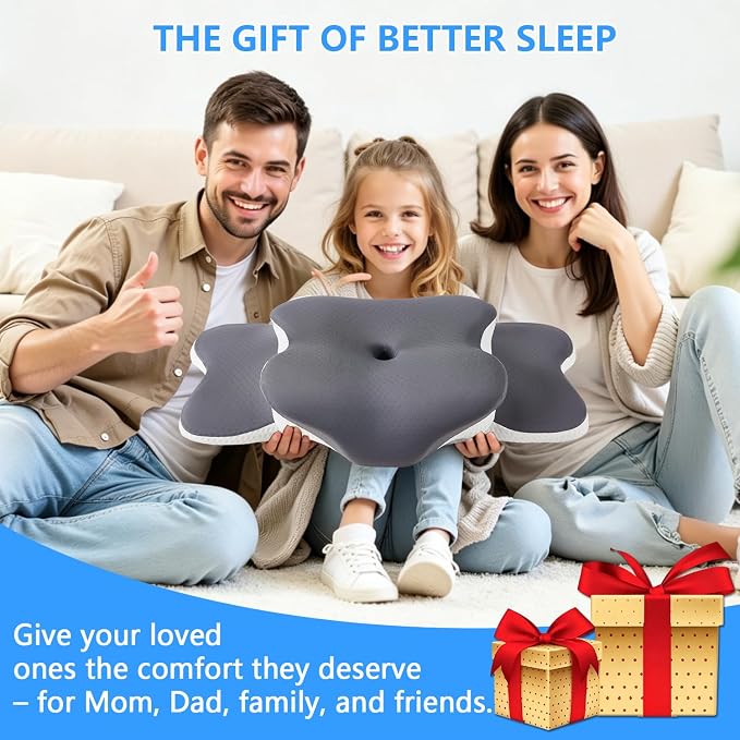 Cervical Neck Pillow for Neck Pain Relief & Side Sleeper | Ergo Pillow for Sleep Apnea, Neck Pain, and Snoring Relief | Orthopedic Memory Foam with Ergonomic Neck Support, Gray, Large