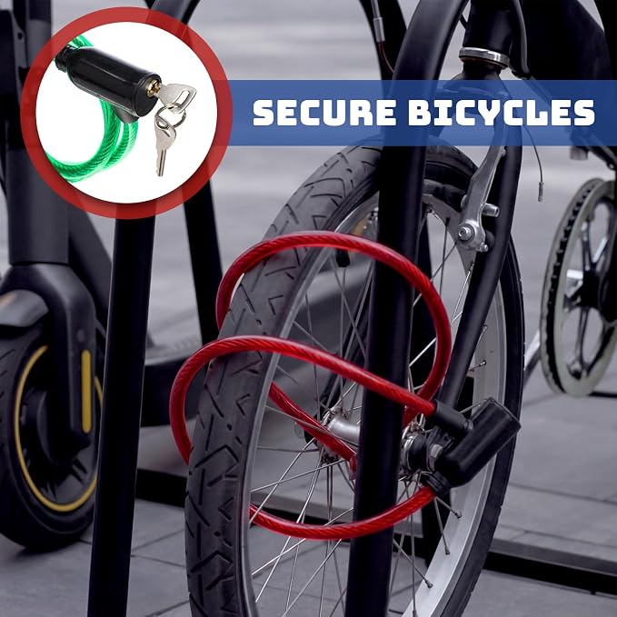 Yexiya 20 Pcs Bike Locks Bulk, Each Anti Theft Bicycle Lock Cable with 2 Keys, 3.4 FT Long Bike Cable Lock for Protecting Bicycle, Electric Scooter, Motorcycle, Scooter, Fence, Toolbox, 4 Colors