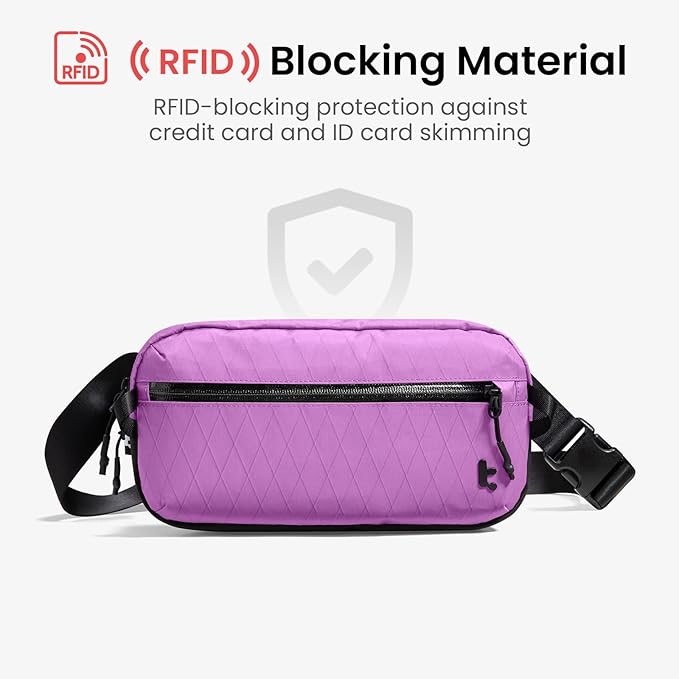tomtoc 3.5L X-Pac Sling Bag with RFID Blocking, Crossbody Bag Minimalist Chest Shoulder Pack for Men/Women, Water-resistant Lightweight Casual Funny Pack for Travel/Daily Commute