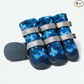 Spark Paws Dog Rainboots, Waterproof Dog Shoes for Medium to Large Dogs, Non Slip, Dog Booties and Paw Protectors - 4PCS Doggie Hiking Boots with Reflective Straps - Blue Camo, Size 4