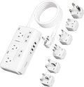 TESSAN Voltage Converter US to Europe 220 to 110, Universal Travel Adapter Voltage Converter with 4 USB Ports (1 USB C), 3 AC and EU UK AU IT in ZA Plug Power Adapter, Step Down Transformer, 6 FT