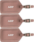 Personalized Monogrammed Leather Luggage Tags - 3 Pack