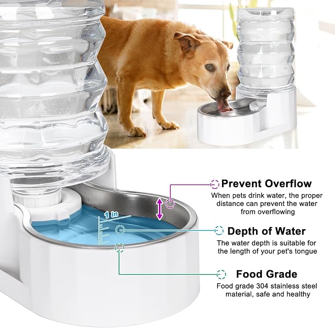 RIZZARI 6.5L Stainless Steel Pet Water Dispenser,Gravity Auto-Refill | Stainless Steel Bowl,Activated Carbon Filter,Ion Exchange Resin,Gravity Auto Refill,Ideal for Cats & Small Dogs
