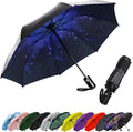 SIEPASA Compact Travel Umbrella - Windproof Auto Open/Close, Small Folding Umbrella for Rain & Sun with UPF50+ - Lightweight Frame, Waterproof - Fits Backpack, Purse, Suitcase.(UV-Starry)