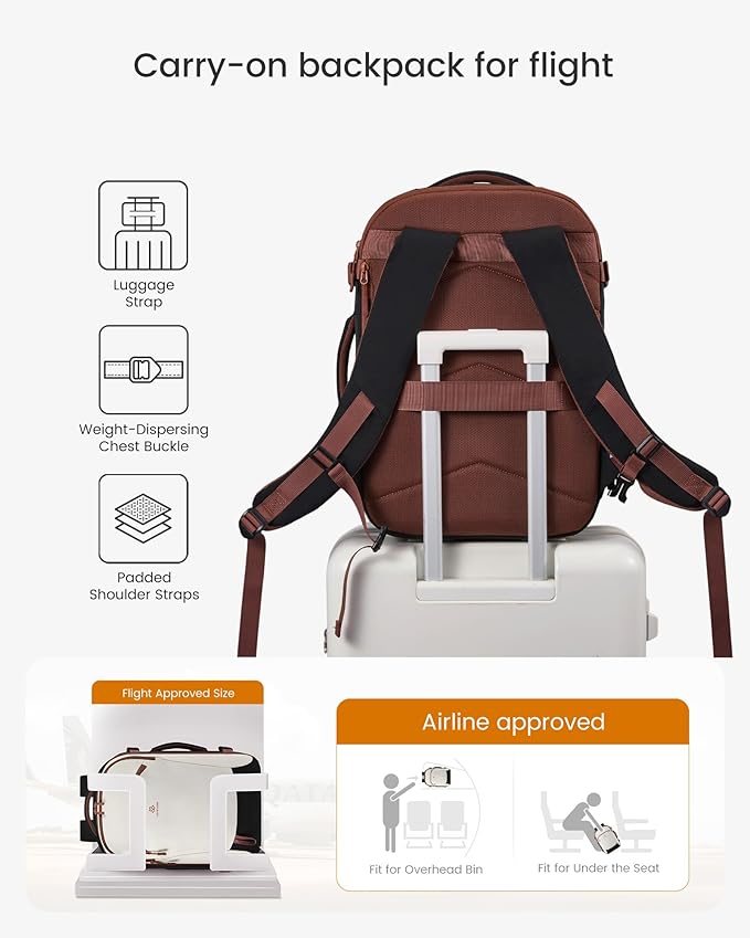 LOVEVOOK 50L Travel Backpack for Women, Airline Approved Carry On Backpack with 2 Packing Cubes, Waterproof Personal Item Bag Fits 17" Laptop, TSA Traveling Essentials Weekender Overnight Backpack