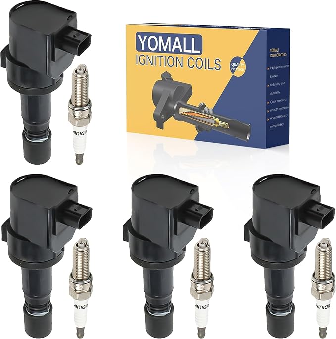 4PCS UF672 Ignition Coils + 4PCS 97390 Iridium Spark Plugs Ignition Coils Pack Fits for 2012-2015 Civic, 2013-2015 ILX 1.8L 2.0L, Coil Pack Set