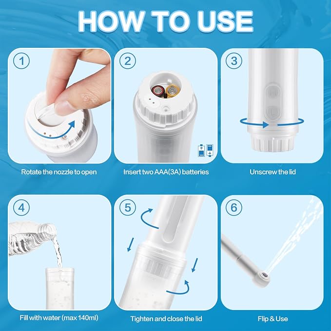 Portable Bidet for Travel 140mL Nozzle 180° Adjustment IPX6 Electric Handheld Bidet for Personal Hygiene Cleaning, Baby Wash, Postnatal Care, Perineal & Hemorrhoid Treatment(AM-US-NHJ001E)