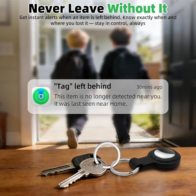 4-Pack Air Tracker Tags Compatible with Apple Find My (iOS Only), Bluetooth Tracker, Smart Keys Finder and Item Locator with Waterproof Case for Wallet Luggage Backpack (2B2W)