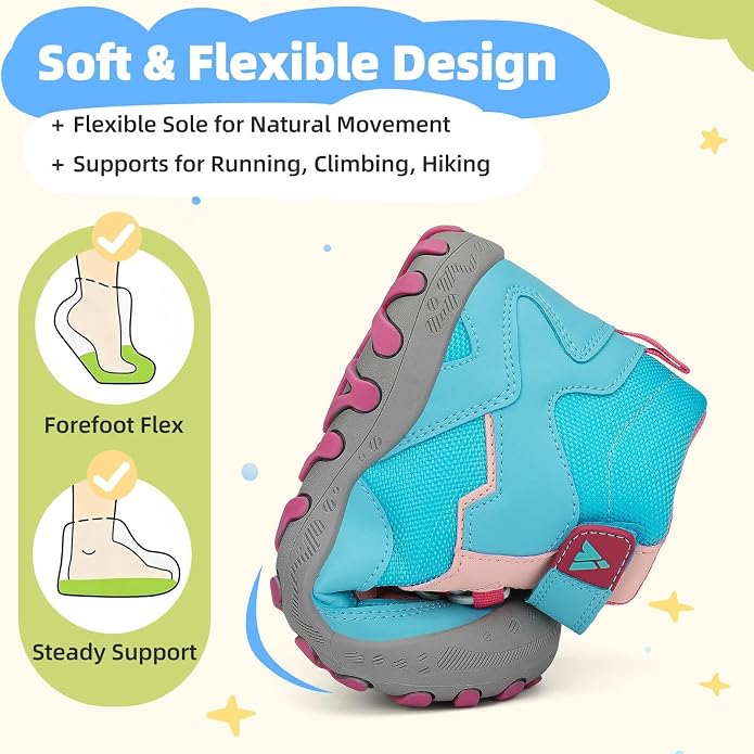 Mishansha Kids Water Resistant Hiking Boots, Boys Girls Anti Collision Anti-Skid Athletic Outdoor Adventure Trekking Shoes