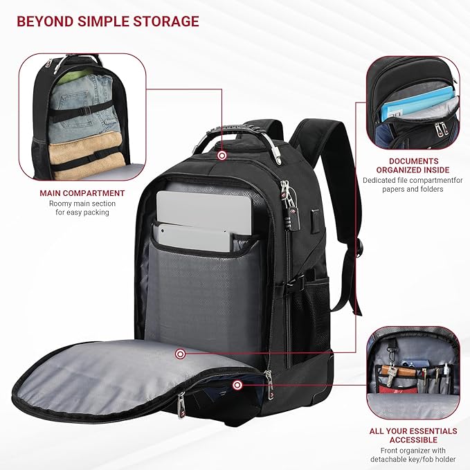 star cloud Rolling Backpack with Wheels, USB & Type-C Charging Port, 21x14x9 Water Resistant Wheeled Backpack, 17.3" Roller Laptop Backpack, Carry On Luggage for Business Travel College Work Bag
