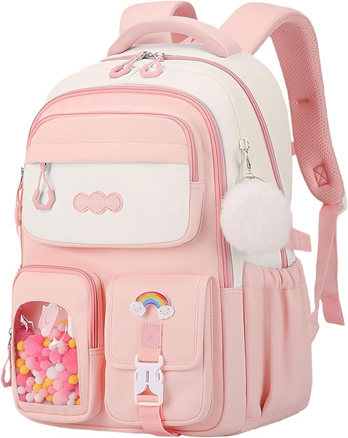 VIDOSCLA Vivid Girls' School Backpack Kids Elementary Schoolbag Primary Backpack with Multi-Pocket Design for 4+ Years Girls