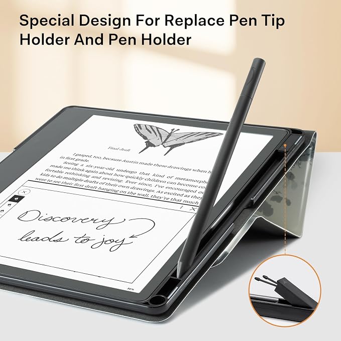 CoBak Case for E-Reader - All New PU Leather Cover with Auto Sleep Wake Feature for Tablet Reader 10.2" 2022 & 2024 Released with Pen Holder (not Compatible with Remarkable),Ink Painting