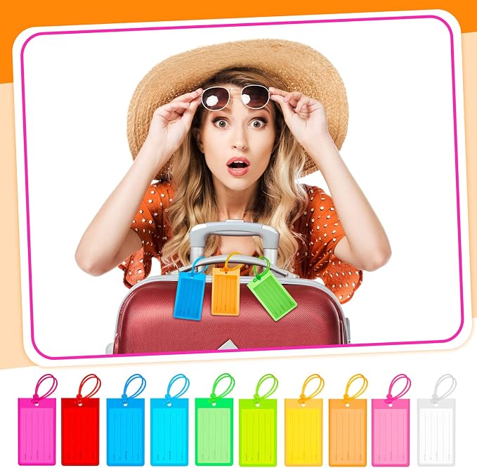 Sumind 150 Pcs Plastic Luggage Tags Assorted Name Identification Labels Flexible Suitcase Tags for Travel Baggage, 10 Colors (Classic Style)