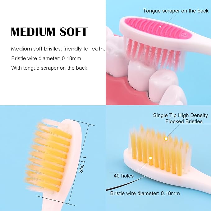 EasyHonor 20 Pack Bulk Travel Toothbrush with Folding Portable Design and Soft Bristles, for Camping, Hiking, Travel, School