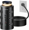 Tower Power Strip with Night Light,PD20W USB C Power Strip Tower with Multiple Outlets, 12 Outlets,5 USB Ports (3 USB-C), 6FT Extension Cord Desk Charging Station for Home,Office,Dorm Essentials,Black