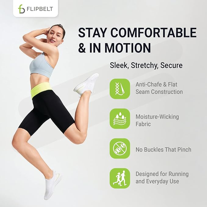 FlipBelt Classic Running Belt, Belt Bag & Fanny Pack for Men and Women - Phone Holder, Waist Pack, Running Accessories, Belt Pouch, Money Belt, USA Running Company