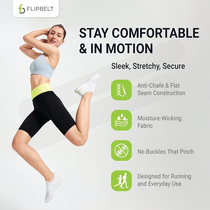 FlipBelt Classic Running Belt, Belt Bag & Fanny Pack for Men and Women - Phone Holder, Waist Pack, Running Accessories, Belt Pouch, Money Belt, USA Running Company