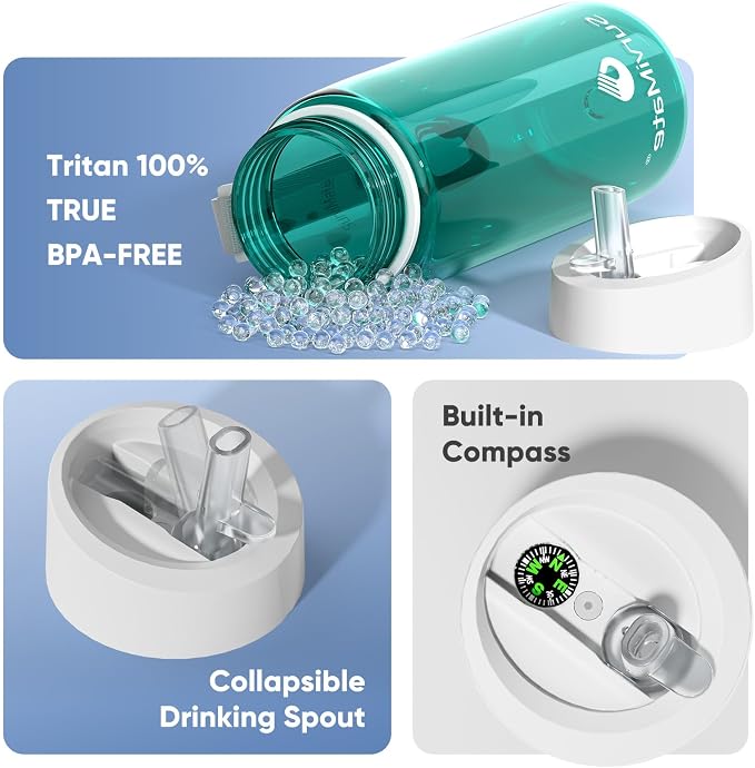 SurviMate 5-Stage 0.01μm Ultra-Filtration Filtered Water Bottle, BPA-Free Material, NSF/ANSI 42 Certified, Portable Water Filter Bottle for Survival, Camping, Hiking, and Emergency Use