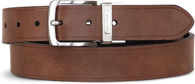 Nautica Men's Reversible Leather Belt | 2-in-1 | Classic | Everyday | Business | Work | Dress | Casual | Metal Buckle