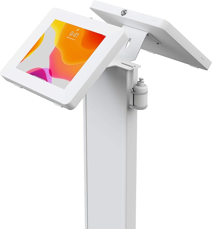 Add-On Sanitizer Bottle Holder – CTA Add-On Universal Metal Bottle Holder for Hand Sanitizer or Wipes Dispensers – Compatible with CTA PAD-PARAF Floor Stands & More CTA Products - White - (ADD-SB2W)