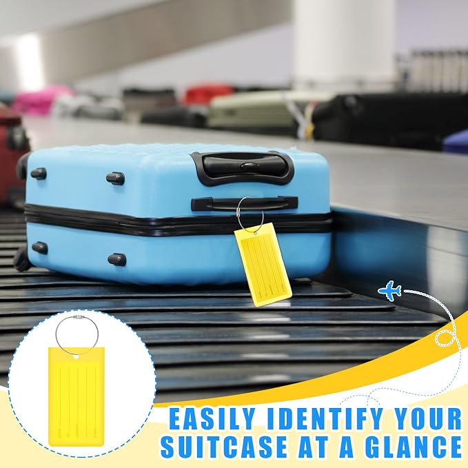 Sumind 100 Pcs Plastic Luggage Tags Assorted Name Identification Labels Flexible Suitcase Tags for Travel Baggage, 10 Colors (Cool Style)