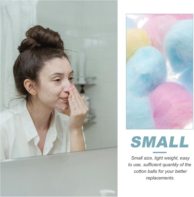 Artibetter 500g Cotton Balls Makeup Removal Face Cleansing Soft Multi-Color Pink Yellow Blue Cotton Suitable for Skin and Beauty Salon Use